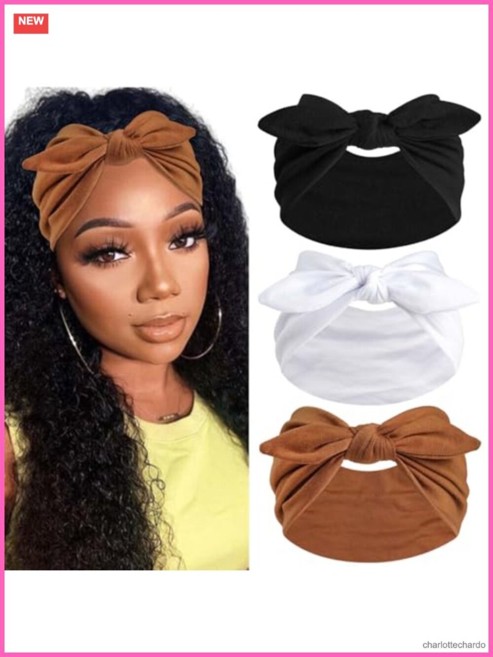 Wide Bow Headbands for Women Elastic Knotted Turban Hairband Non Slip